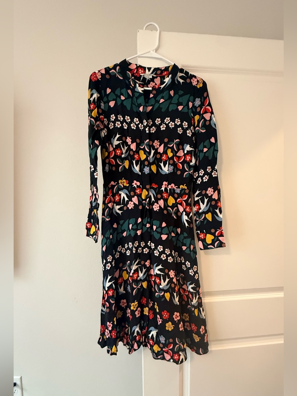 Boden Black Floral Long-Sleeve Midi Dress - Picture 3 of 11